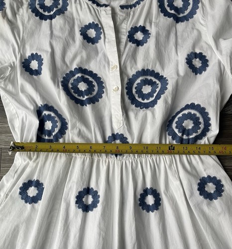 Nimo Midi With Love Dress Women XL Fit & Flare Blue White Embroidered Tuckernuck - Picture 8 of 11