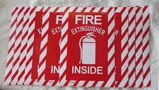 🔥🧯10-PICTORIAL "FIRE EXTINGUISHER INSIDE" SELF-ADHESIVE VINYL SIGN..6"X9" NEW