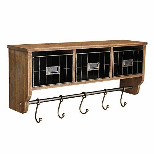 Rustic Coat Rack Wall Mounted Shelf With Hooks Baskets Entryway Organizer Wal For Sale Online