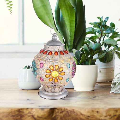 Lampada Tavolo Lampada da Comodino Metallo Cristalli 39,5cm - Foto 10 di 12