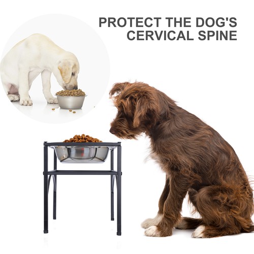Stainless Steel Double Elevated Raised Dog Pet Feeder Bowls Food Water Stand L - Picture 3 of 15