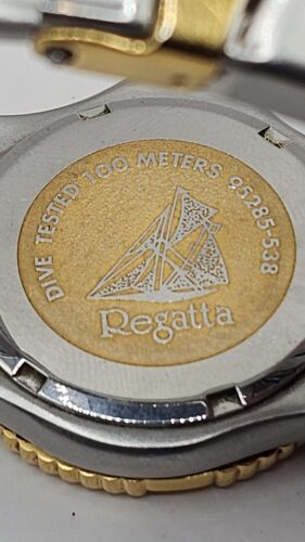 Vintage Women's Telux Regatta Two-Tone Silver, Gold Chain Link Watch 95285-538 - Picture 3 of 10