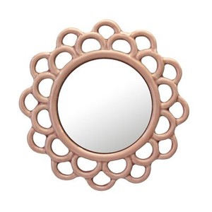 Stonebriar Decorative Dusty Rose Ceramic Wall Hanging Mirror Home Decor 9"