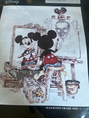 Vintage The Art of Disney Mickey Mouse Cross Stitch Kit Self Portrait New Sealed - Picture 4 of 4