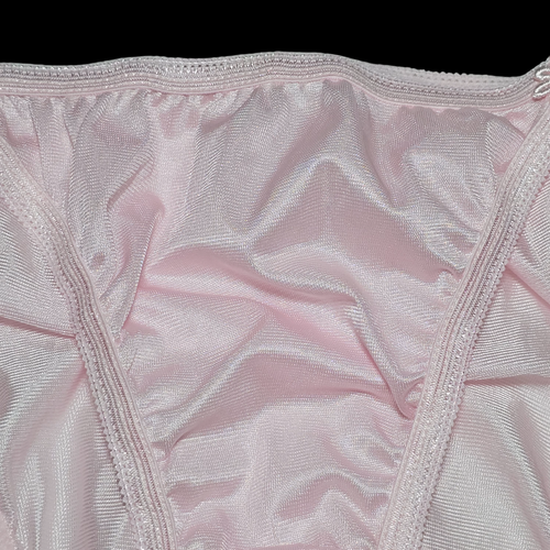 Vintage Silky Nylon Panty Sissy Pink Double String Brief Size Small Hip 32-36" - Picture 4 of 20
