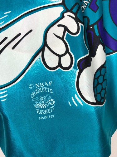 Vintage 90's NBA Charlotte Hornets Over Print Shirt Mens Jersey Rare Hype Size L - Picture 6 of 21