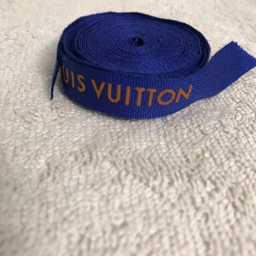 1 Yard of 1/2" Designer Louis Vuitton Blue Gift Ribbon w/Gold Logo Authentic - Picture 5 of 7