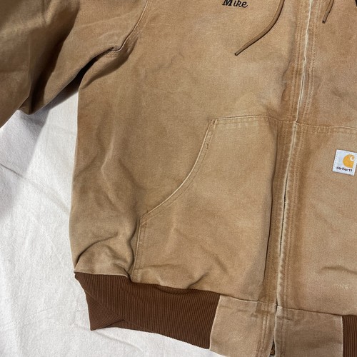 Giacca Carhartt Uomo Extra Large XL Beige con Cappuccio Tela Anatra Foderata Termica Lavoro - Foto 7 di 19