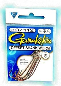 Details about    5packs Gamakatsu Size 2/0 Offset Shank Worm 6/pack All New 30