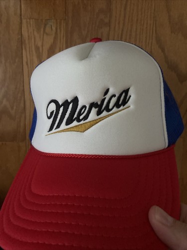 America Hat Cap Snapback Trucker One Size Red White Blue Adjustable MERICA USA - Picture 6 of 7