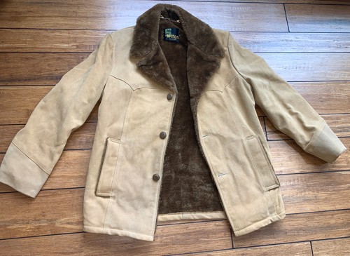 Vintage Sherpa Style Leather Suede Jacket Fur Collar Silton Men Size 40 Rancher - Picture 2 of 17