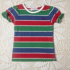 Vintage 1980s Izod Lacoste Girls 6 Striped Puff Sleeve Single Stitch Tee