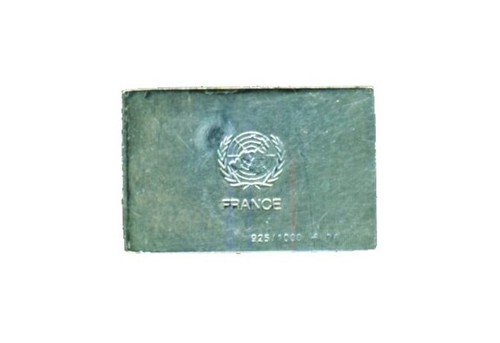 Barra de plata conmemorativa de las Naciones Unidas 1976, prueba de bandera de Francia - Imagen 2 de 2