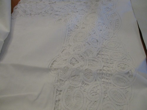 NEU 1980er Keeco weiß Handarbeit Battenburg Spitze Tischdecke 72x108 & 12 Servietten - Bild 11 von 11