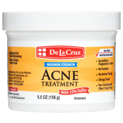 De La Cruz 10% Sulfur Ointment Acne Medication, JUMBO SIZE 5.5 OZ Exp 08/28