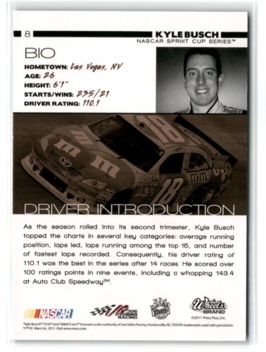 2011 Wheels Main Event Blue Kyle Busch #8 47/75 NASCAR - Bild 2 von 2