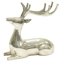 Deko Hirsch Liegend Wild Skulptur Figur Poliertes Aluminium 25X10X25 Cm Silber