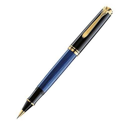 Pelikan Souveran R800 Rollerball Pen - Black & Blue - Gold Trim - 997669 - NEW