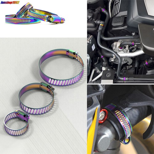 2 PCS Car Motorcycle 304 Stainless Steel Hose Clamp Burnt Titanium Multicolor - Picture 11 of 16