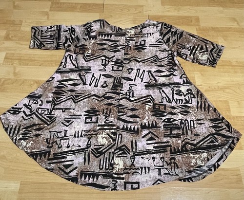 Flirty Pink Black Brown Blue Paisley Blouse XL