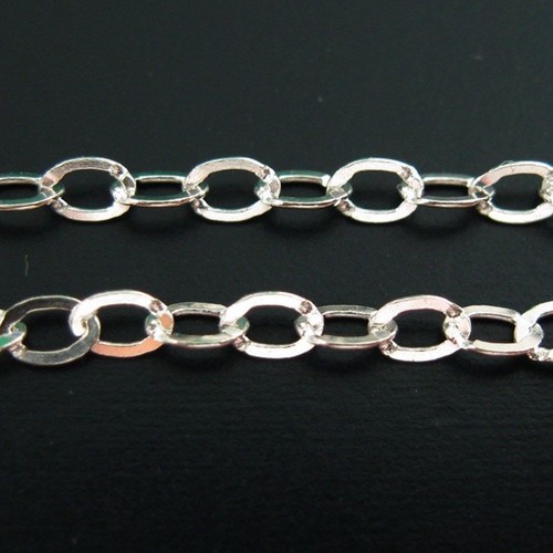Cadena de plata esterlina para hacer joyas a granel por el pie - Cadena de cable plana - 2,5 x 1,8 mm - Imagen 2 de 5