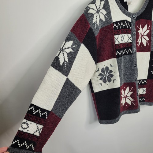 Christopher & Banks Womens Winter Sweater Small Multicolor Snowflake ColorBlock - Picture 7 of 9