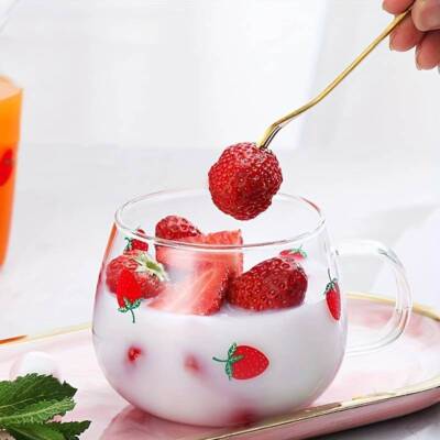Erdbeere Klar Becher Tasse Kaffee Glas Schöne Gläser Tassen Becher Tee Wasser Niedlich UK