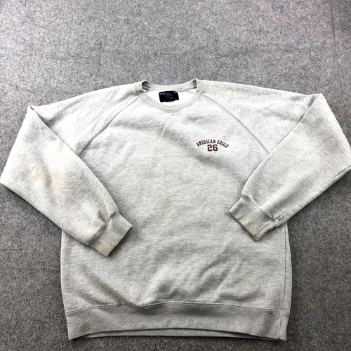 Vintage American Eagle Sweatshirt Men Medium Gray Spell Out Crewneck #26 Y2K - Picture 9 of 14