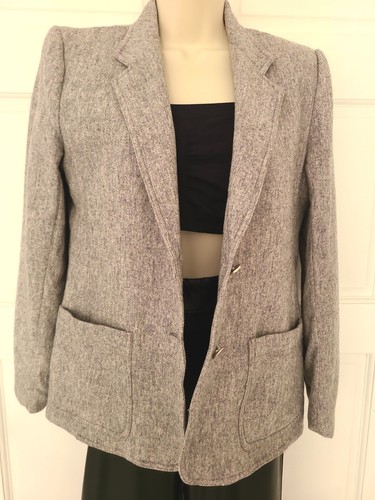 Chaqueta Blazer Academia EJE Vintage Años 90 Gris Lana Talla 10 - Imagen 4 de 9
