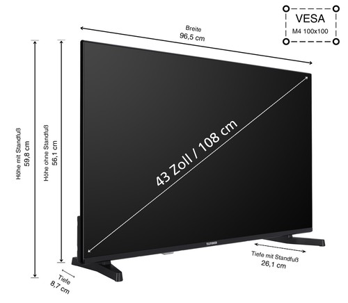Telefunken 43 Zoll Fernseher VIDAA Smart TV 4K UHD HDR Dolby Vision D43U790B2CW - Bild 3 von 9