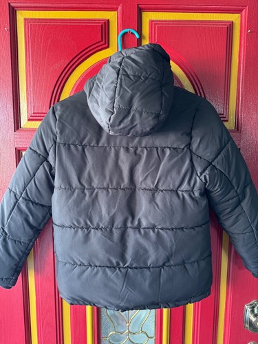 Eddi Bauer Down Puffer Jacket Kids 7 Black Full Zip Hooded Outdoors Winter - Picture 3 of 5