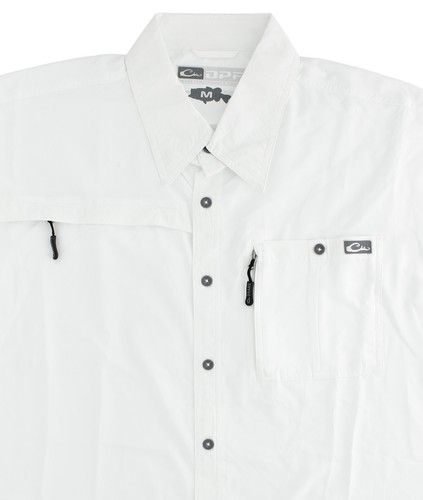 Camisa de pesca Drake DPF Performance para hombre malla con paneles, manga corta con botones - Imagen 12 de 15
