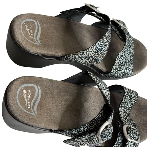 Dansko Sophie Wedge Sandals 40 US 9.5 Double Strap Comfort Shoes Iridescent - Picture 7 of 10
