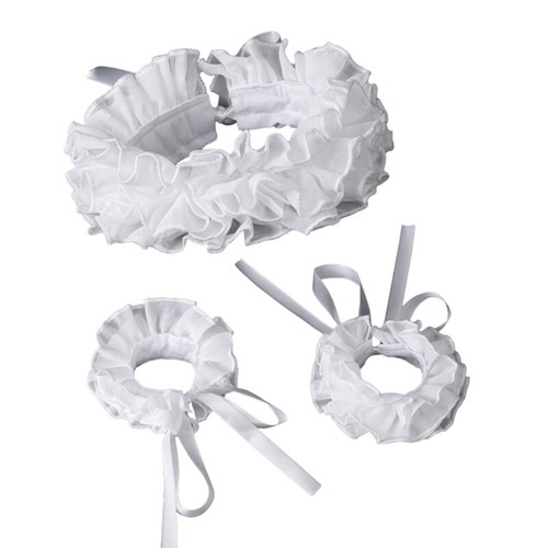 Victorian Neck Ruff Faux Collar and Ruffle Cuffs Set for Theatrical Performances - Picture 7 of 11