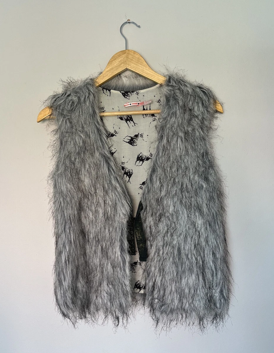 Nono Girls Grey Faux Fur Gilet Age 13 14 Years