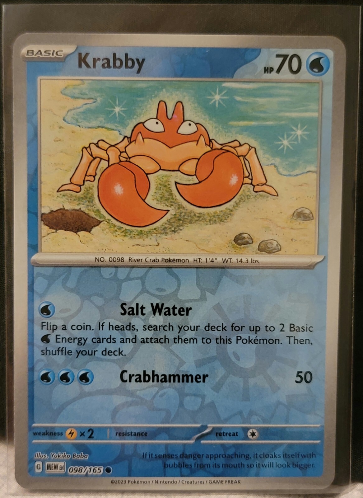 Pokemon TCG Card Krabby 098/165 Scarlet & Violet 151 Reverse Holo NM
