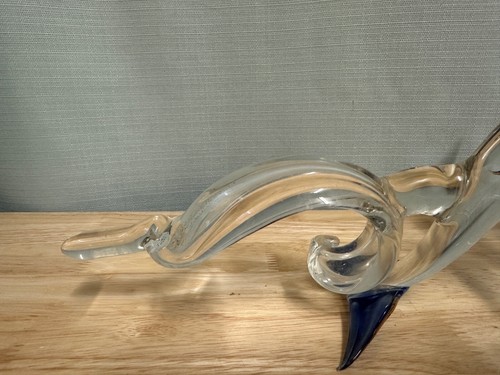 Cristal D'Arques Bleikristall Kunstglas Delfin Skulptur Kobaltblau Klar 17 Zoll - Bild 6 von 8