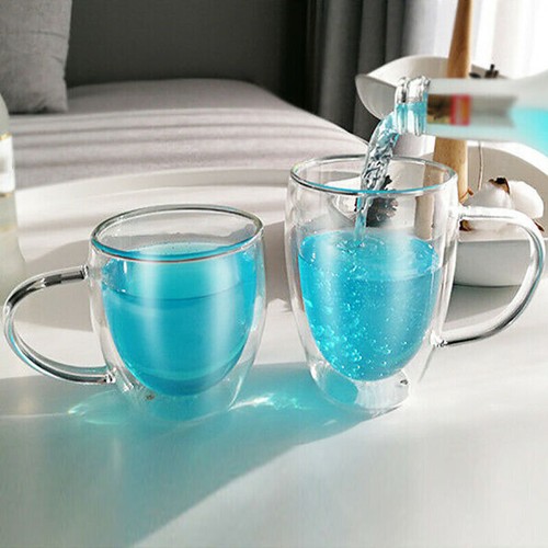 150-450ML Double Wall Glass Tea Coffee Cup Thick Heat Resistant Clear Glass Mug - Picture 6 of 16