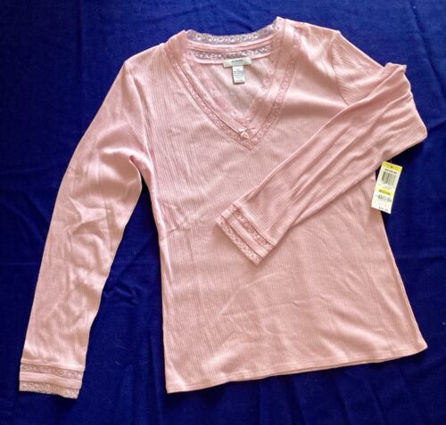 2 weiche PJ Schlaf Top Gr. M Alfani Charter Club rosa mit Spitze hellblau mit Augenmaske - Bild 3 von 12