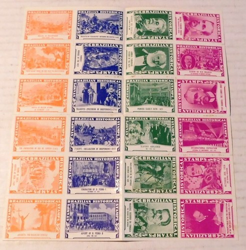 BRAZILIAN HISTORICAL STAMP ALBUM at NY Worlds Fair - w/ UNUSED sheet of STAMPS - Picture 2 of 5