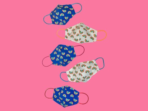 Reversible Dual Coloured RAINBOW Face Mask Children Anti-Microbial UK - Picture 4 of 6