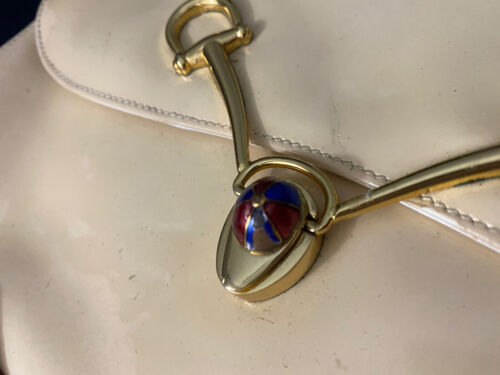 Vintage EQUESTRIAN Brass Enamel Helmet GUCCI Hand Bag Purse *FOR HARDWARE PARTS* - Picture 6 of 16