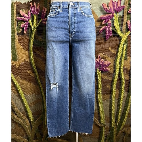 Re/Done Redone High Rise Stovepipe Straight Leg Blue Jeans 27 - Picture 11 of 15