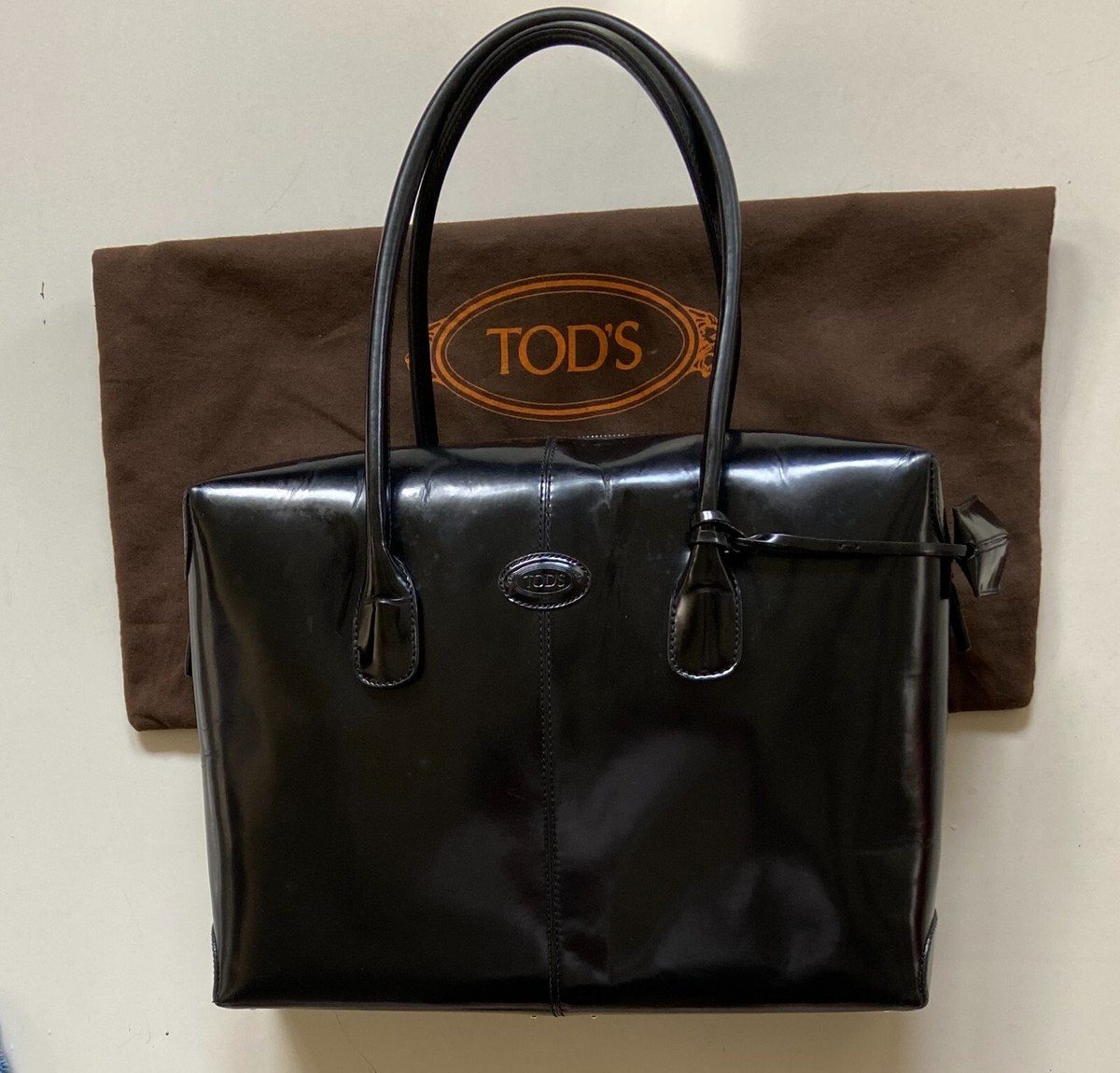 トートバッグ TODS Women Shoulder Bags Black Vintage TOD'S Lady Handbag Shoulder Bag 2way - Black Patent