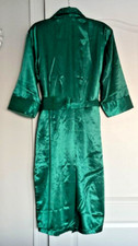 The Lingerie Collection Vintage Long Robe Satin Green Long Sleeve Belted P/S-P/M