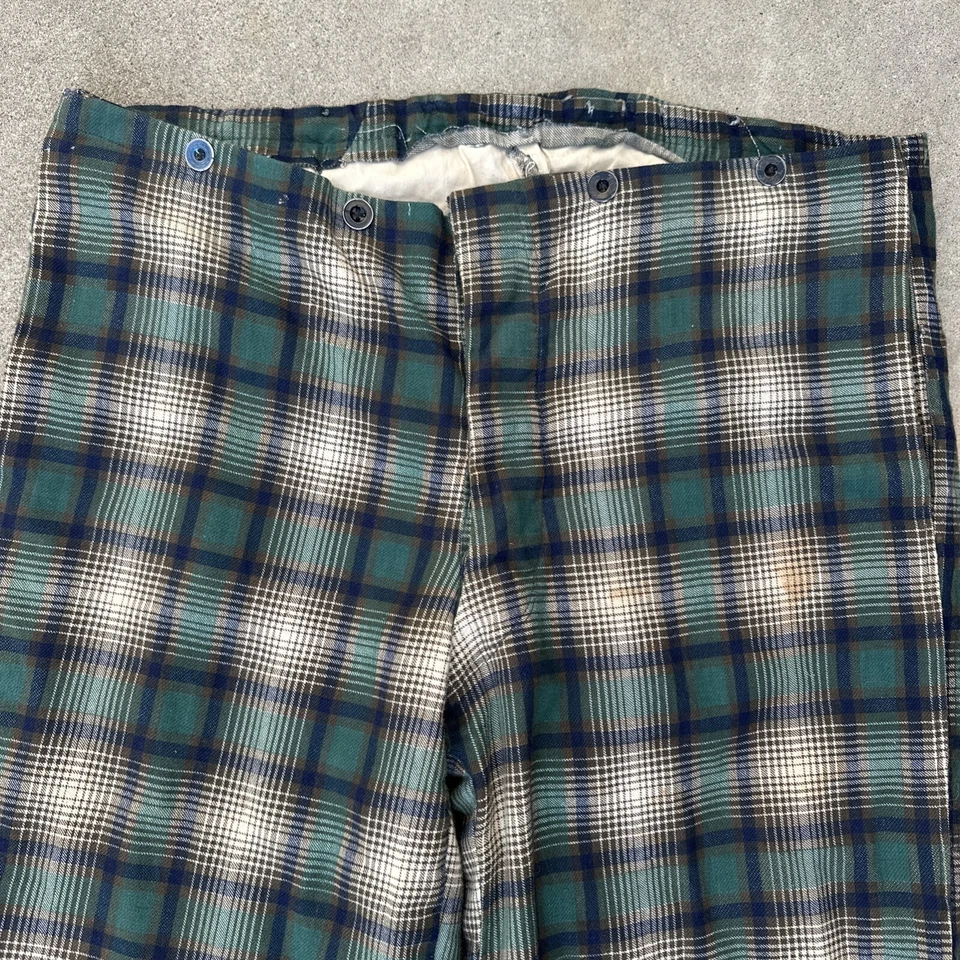 复古 20 世纪 30 年代 Does Victorian 绿色格子扣后裤运动装长裤 — 第 2/4 张图片