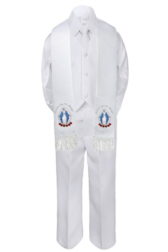6pc Baby Toddler Boy Teens Blue Mary Stole Communion Christening Suit S-20 - Picture 9 of 18