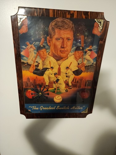 Mickey Mantle Custom Made Poster Clock New York Yankees "The Greatest Switch Hit - Picture 10 of 10