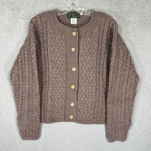 Cardigan pull femme Callan Country Collection grand marron laine tricot câble - Photo 2/6