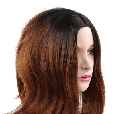 Gradient Medium Long Straight Hair Dyed Wig Chemical Fiber Wave